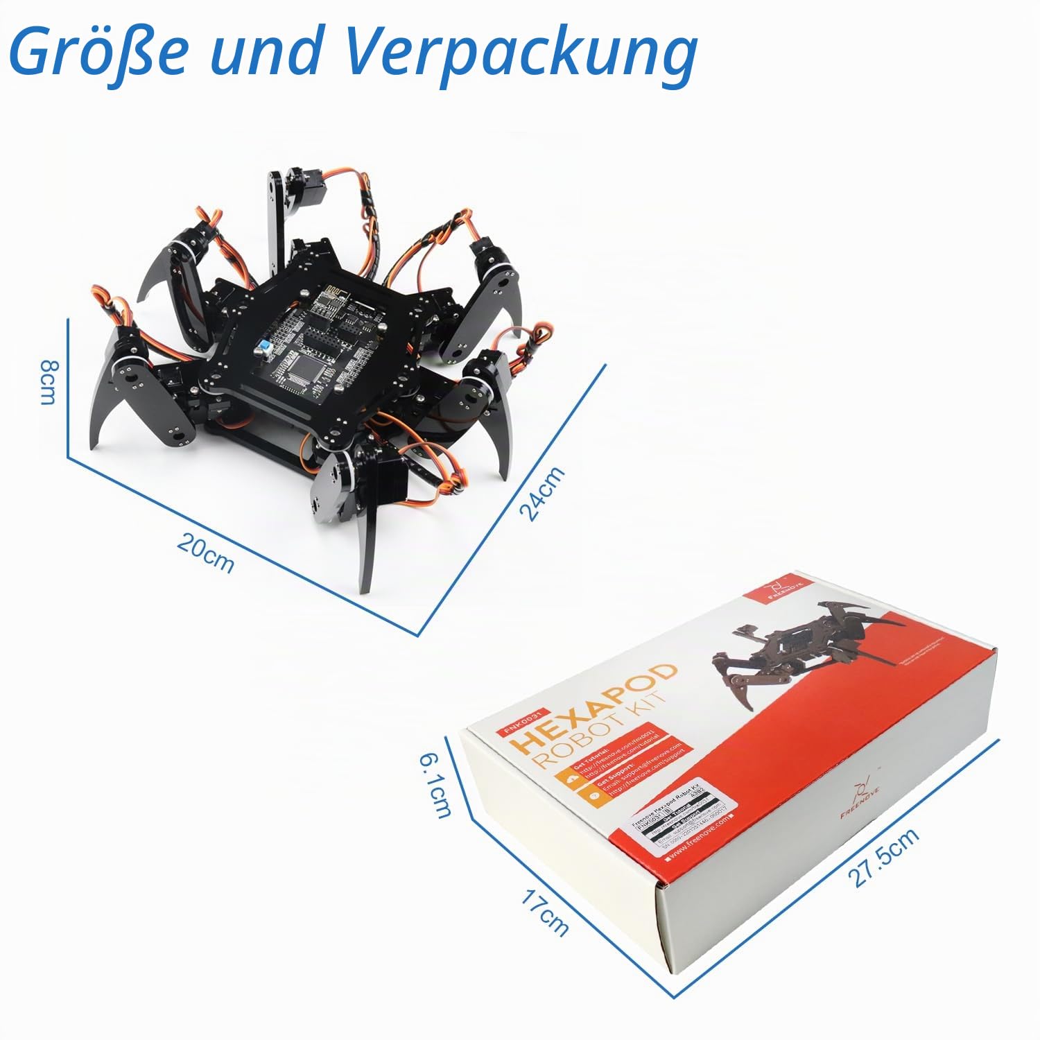 Freenove Hexapod Robot Kit (Compatible with Arduino IDE), Walking Crawling Twisting, App Remote Control, Servo STEM Project