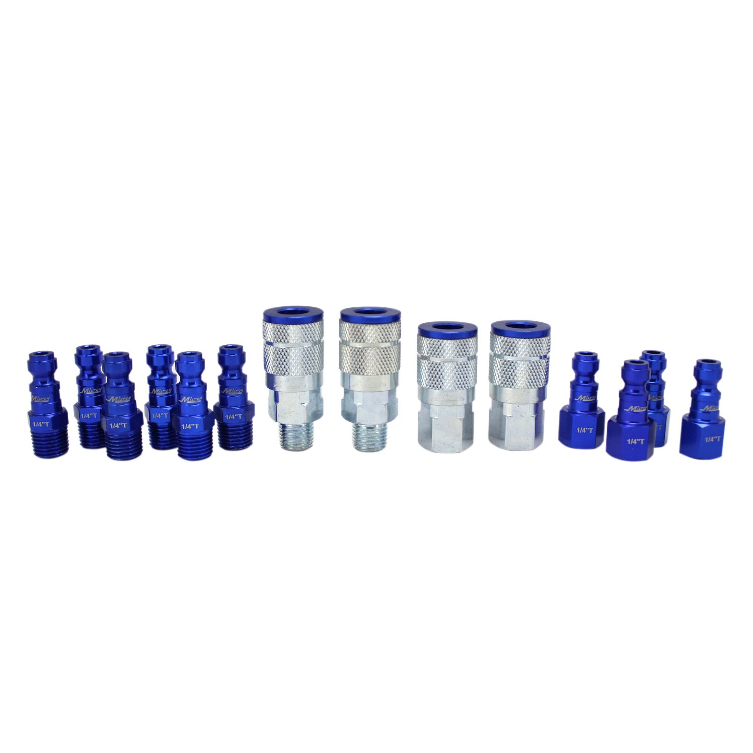 MiltonCoupler & Plug Kit - (T-Style, Blue) - 1/4" NPT, (14-Piece) - S-314TKIT