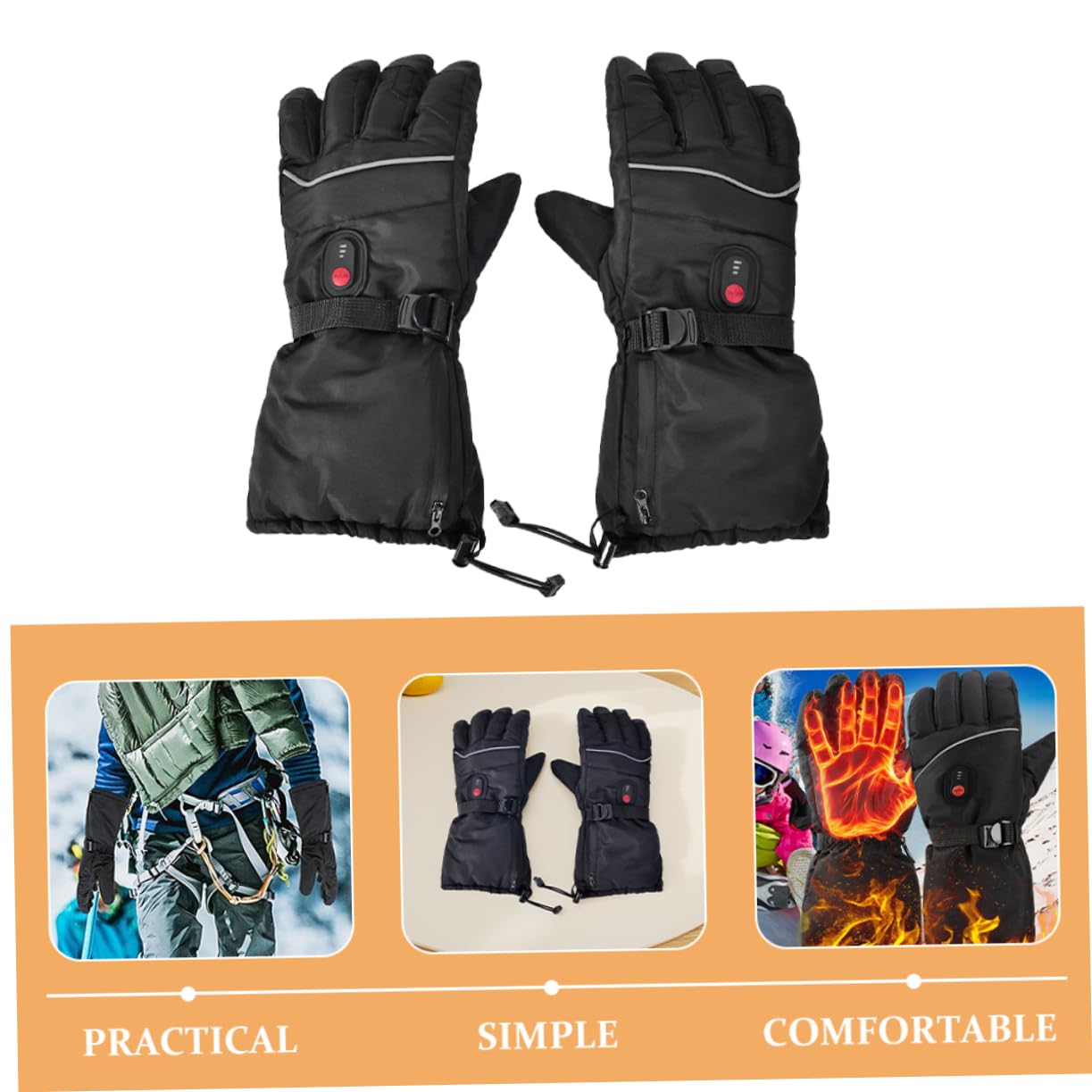 Guantes De Esquí Eléctricos Térmicos para Hombre Resistentes Al Viento Impermeables para Esquí Invierno Cálidos y Recargables para Exteriores