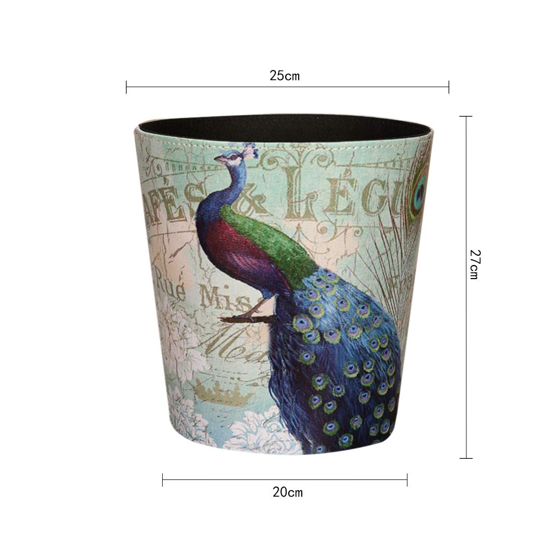10L Retro Style Kitchen Trash Can Bedroom Trash Bin Wastebasket for Bathroom Office Living Room (Peacock)