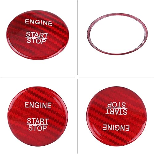 Miniatura 4 de Keenso Cubierta de botón de arranque de motor de fibra de carbono para A B C GLC GLA CLA ML GL Clase W176 W246 W205 X253 X156 C117 (rojo)