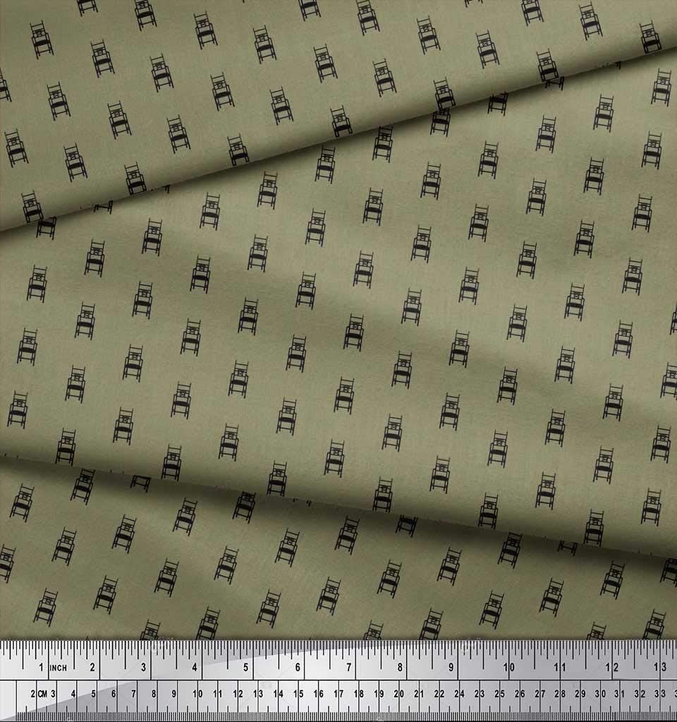 Soimoi Cotton Canvas Fabric - Chair Print, Dusty Greens | 56" Wide | Sold by The Yard | Medium Weight Upholstery Fabric for Home Décor, Bags & DIY Projects image 3