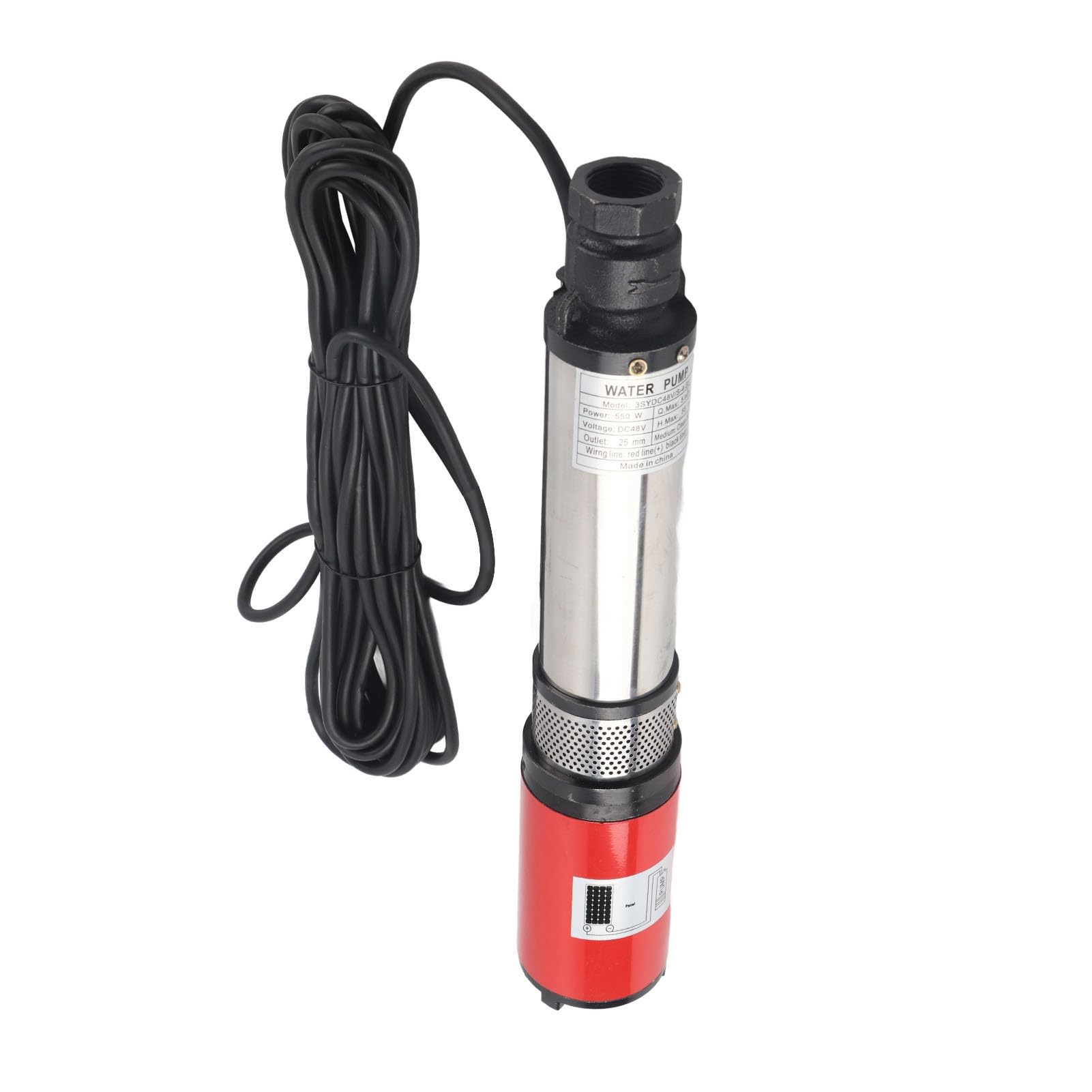 Bomba de agua solar de 48 V con motor de latón, altura de extracción de 55 m, caudal de 5 M3/hora para sistemas de riego y pozos profundos