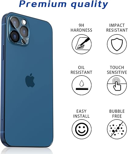 Miniatura 3 de imluckies Protector de lente de cámara para iPhone 12 Pro Max de 6.7 pulgadas, vidrio templado transparente HD y dureza 9H, compatible con fundas,