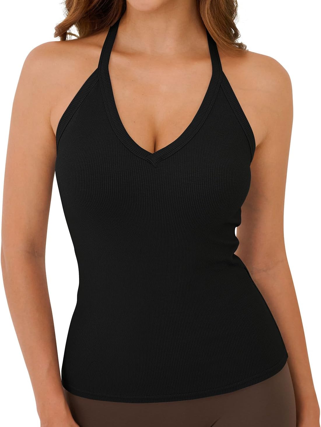 Workout Tops for Women Spaghetti Strap Ribbed Camisole Tops 2026 Basic Slim Fitted V-Neck Racerback Shirts - Image 3