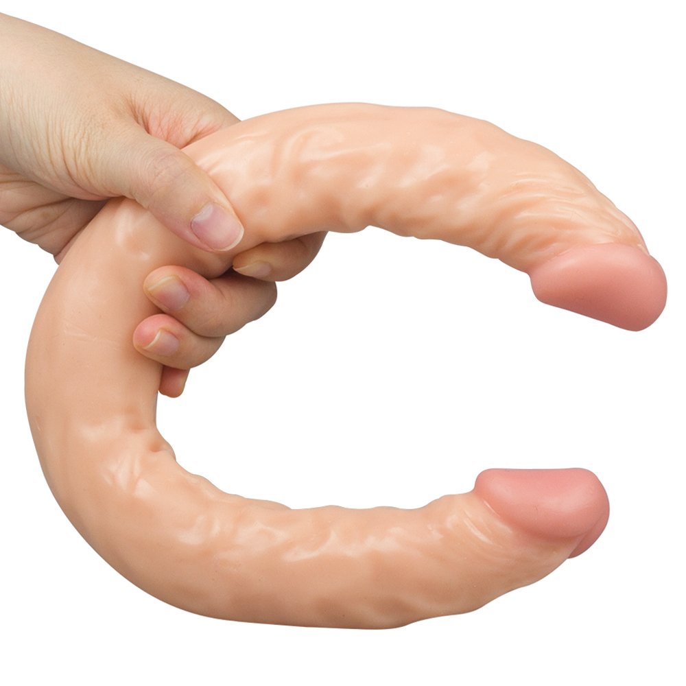Doppia Testa Unica Díldò Lesbica Realistico Toys Doppio Strato di Silicone Stimolazione Analè Vaginalè 49CM