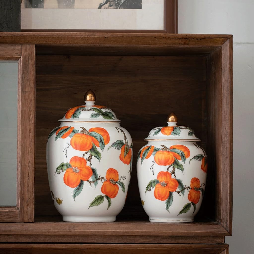 Puszka herbaty Ceramiczna herbata Zamknięty słoik Słoik herbaty Persimmon Herbaton Herbata biała kamelia Herbata owocowa Herbata zdrowotna Zamknięty pojemnik Kanister na herbatę (13 * 19 cm)