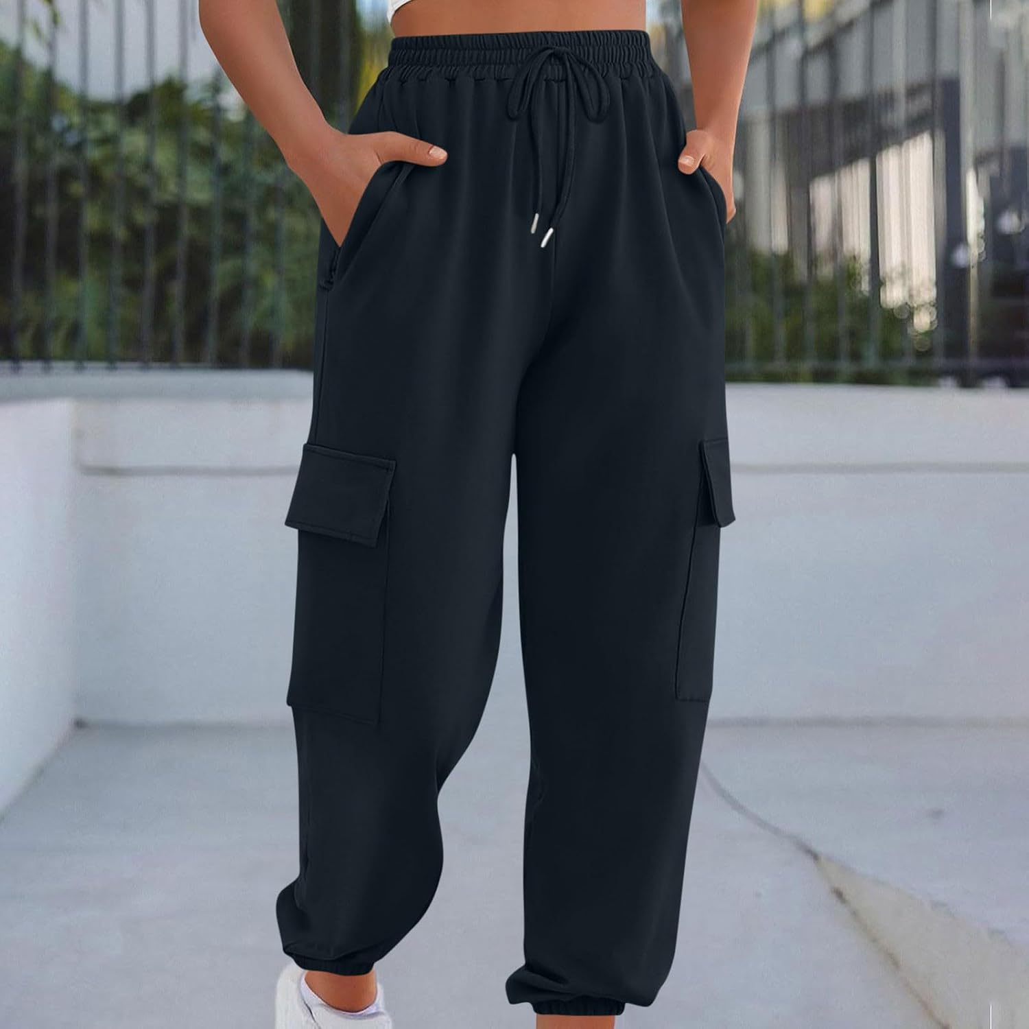 Cargo Sweatpants for Women Oversized Fleece Joggers Fall Fashion Outfits Y2k Clothes Sweatpant Pockets