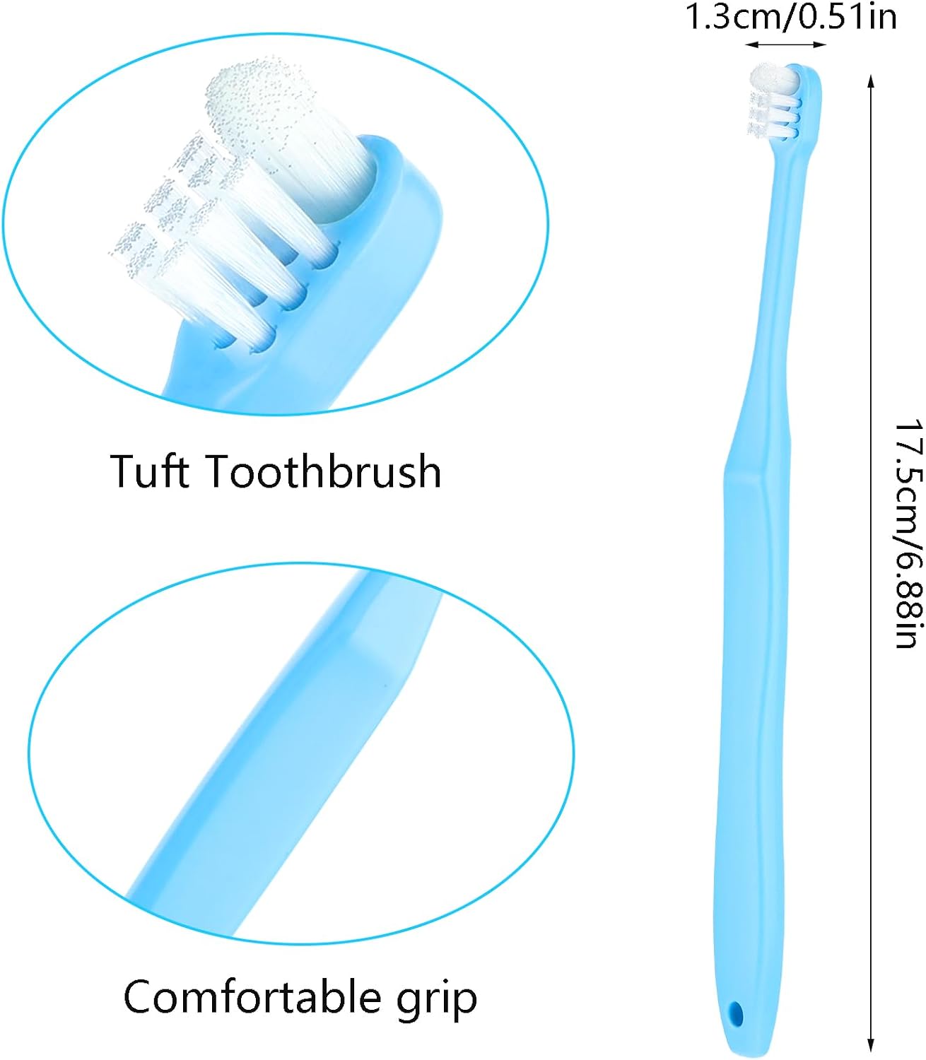 2 Pieces Tuft Toothbrush Small Head End Tapered Interdental
