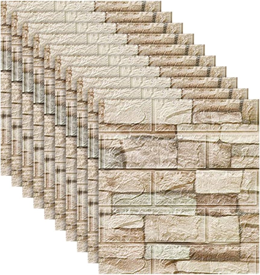 ECYC Ltd 20 Pcs 3D Foam Wall Panels Self Adhesive Foam Brick Wall Covering Panels Waterproof Foam Brick Wallpaper Peel and Stick Faux Stone Brick Wall Panels Sticker for Home Office Decoration