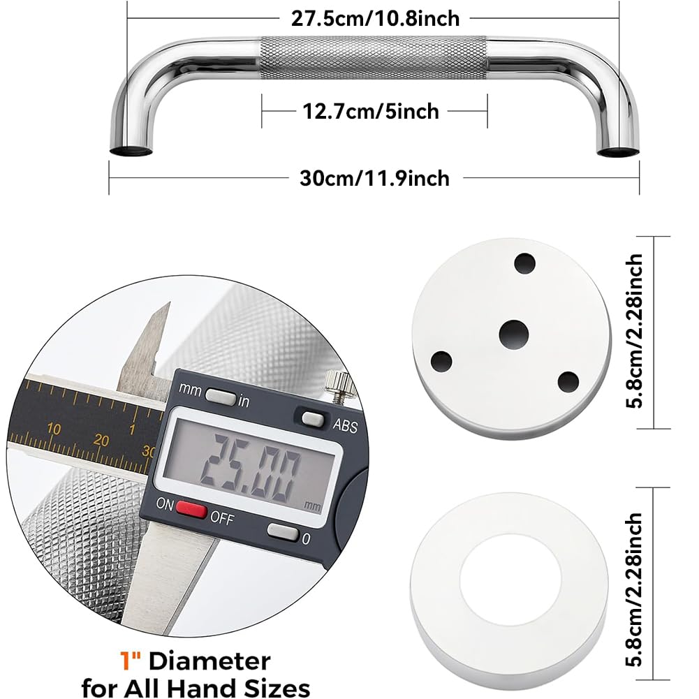 Asidero Ducha,Asidero Baño Barra de Seguridad for Ducha, Paquete de 2, Barras de Apoyo for discapacitados de Acero Inoxidable for baño (níquel Pulido, 1 Pulgada de diámetro)(30cm)