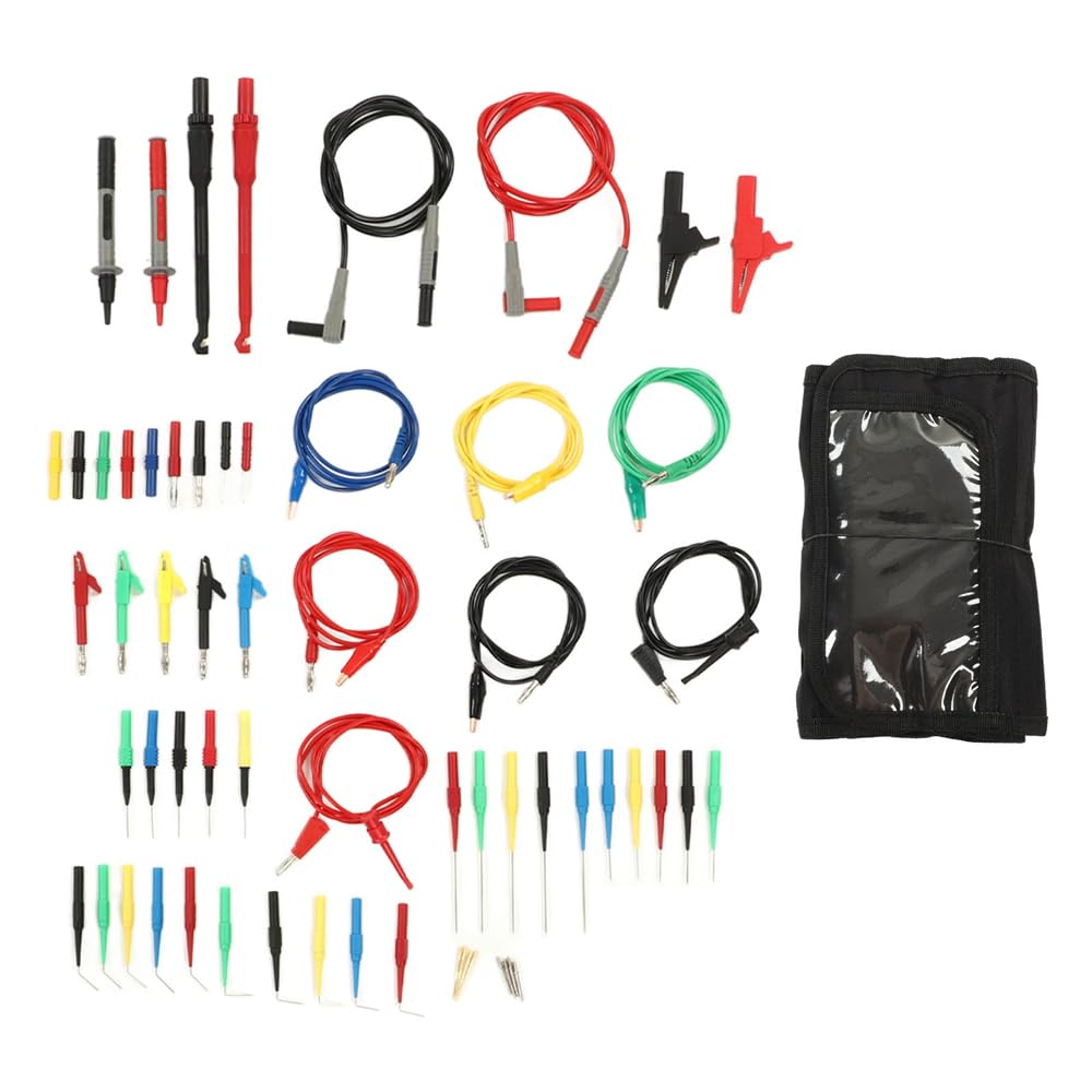 Kit de cables para multímetro,62 cables de prueba multiusos profesionales con conector banana,sonda de aguja aislada y más para pruebas eléctricas digitales y diagnóstico automotriz