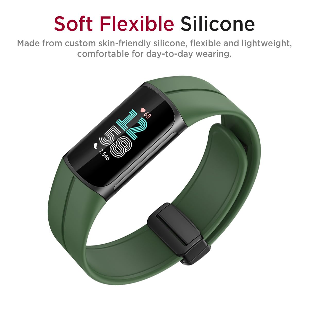 Miimall Magnetic Strap for Fitbit Charge 6 /Fitbit Charge 5 Strap - Image 3