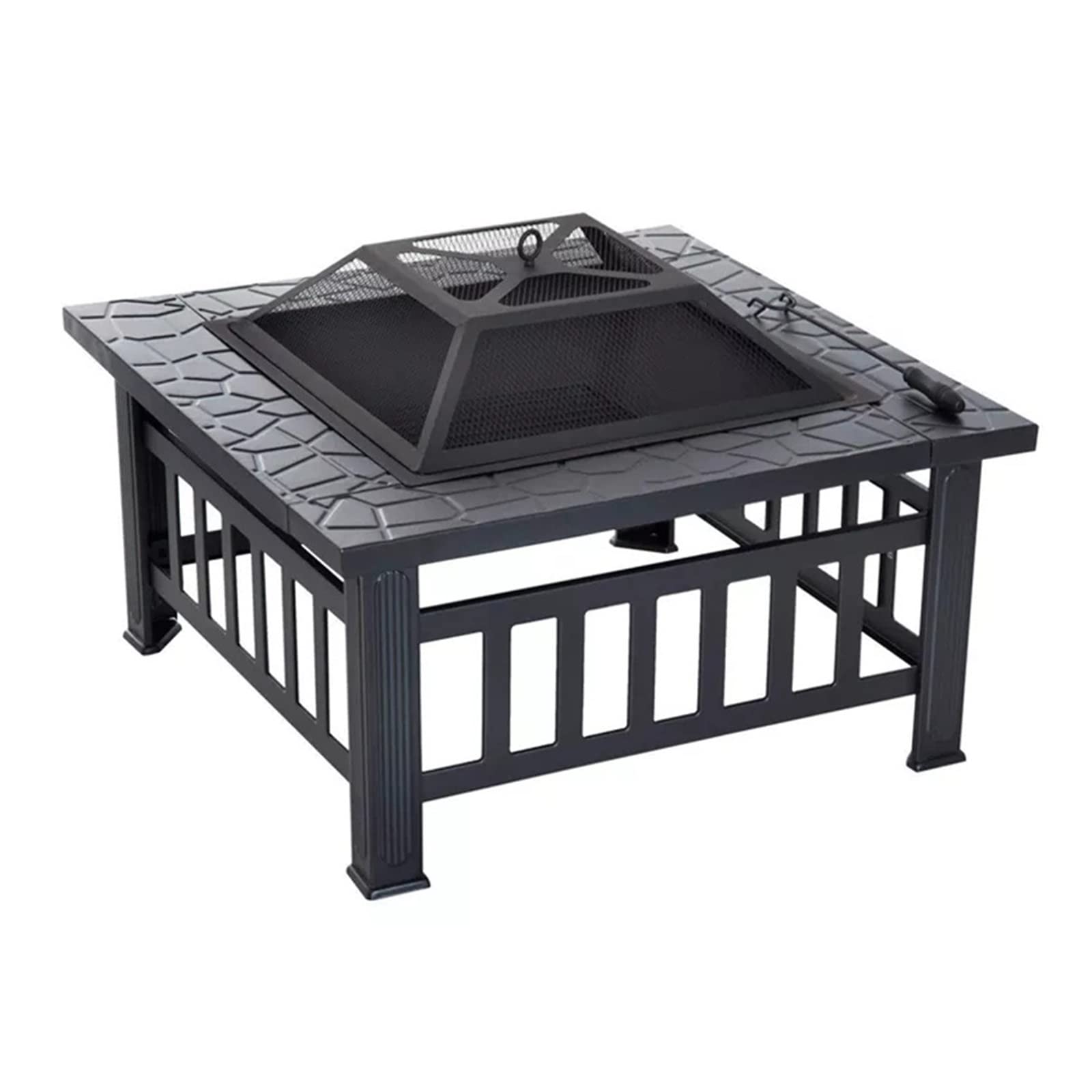 Barbecue a carbone e braciere da tavolo – Barbecue portatile da esterno per campeggio, braciere quadrato per riunioni di famiglia e riscaldamento da giardino