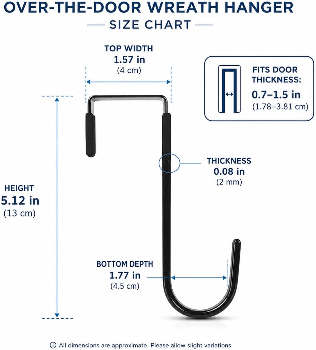 Black Wreath Carbon Steel Hanger, 5 Inch Height, Strong Bearing Fall for Christmas Halloween Decorations