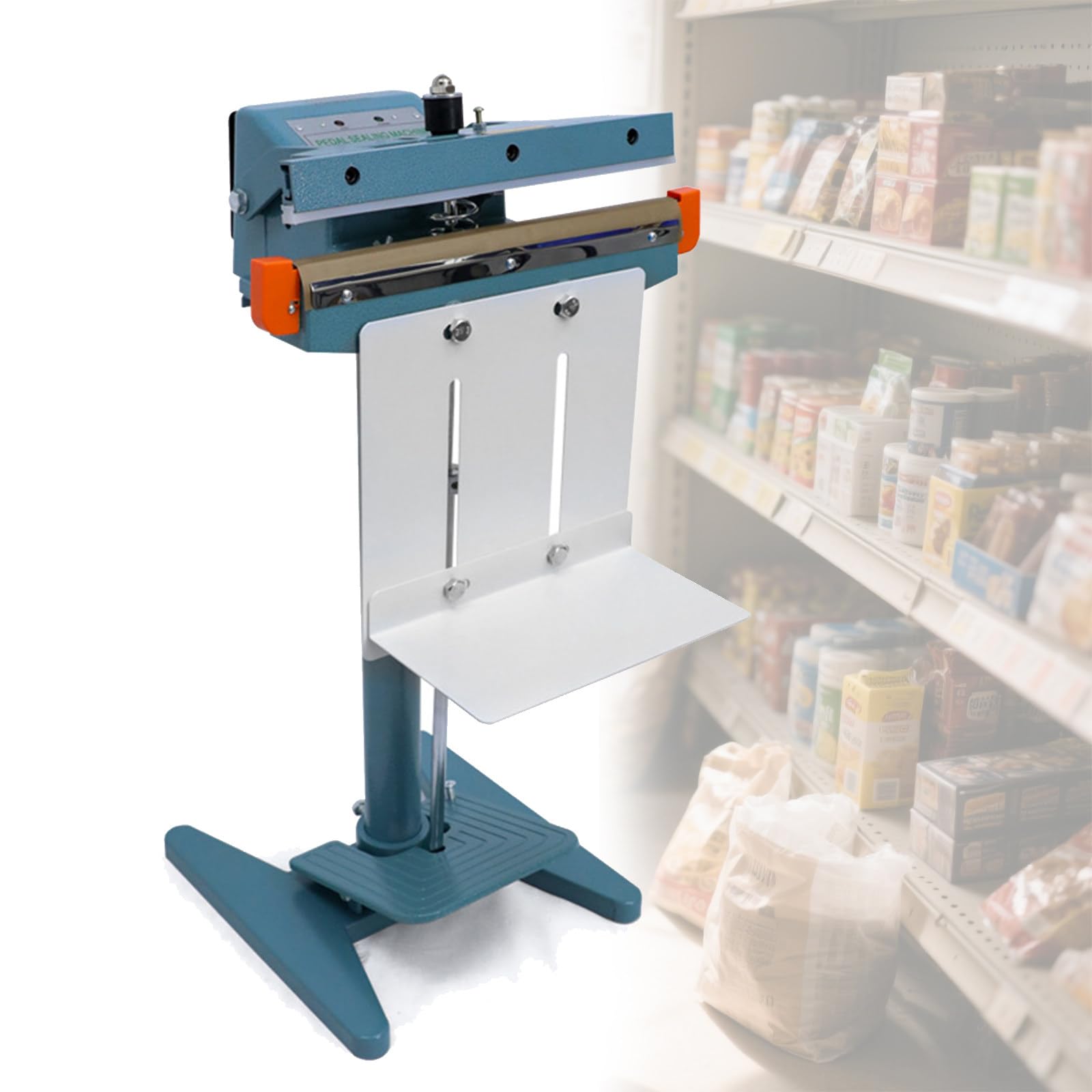 AYCDL Heat Sealer Machine, Heavy Duty Foot Pedal Impulse Welder for Thermoplastic Foils with Cutters, Commercial Grade Tabletop Sealer,Unilateral
