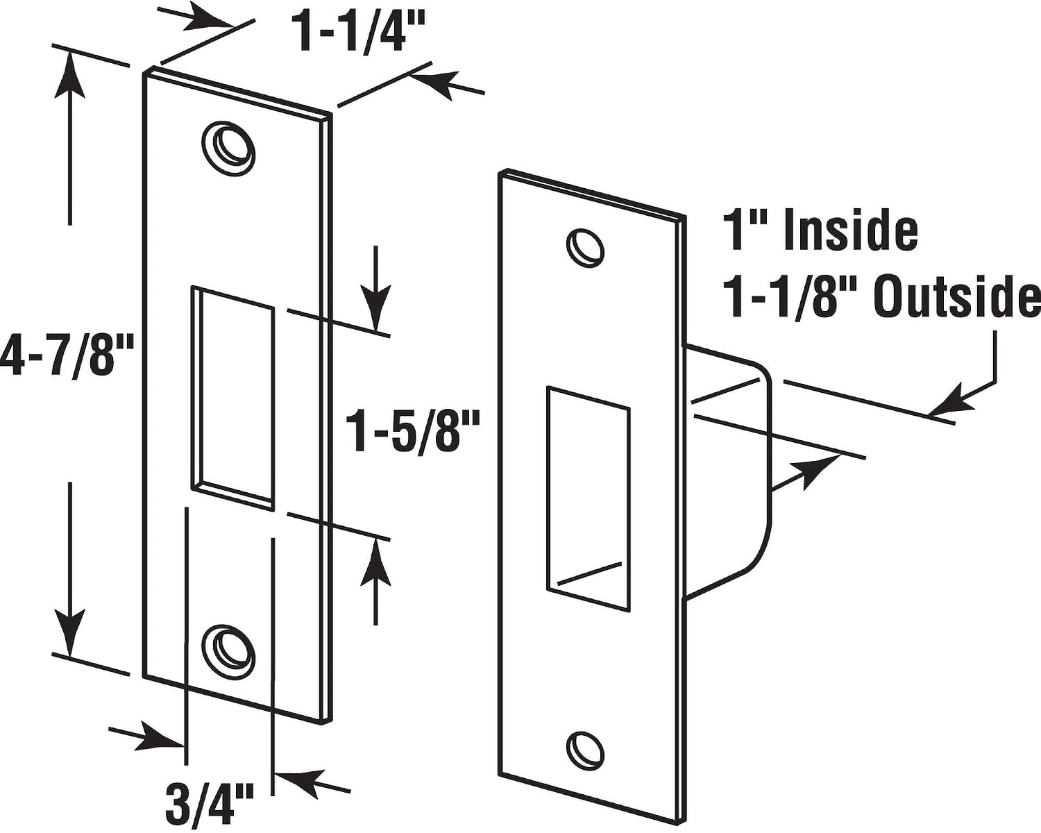 Prime-Line U 95397 Box Armored Security Strike, 4-7/8 inch Height x 1-1/4 inch Width, with Fasteners, Bronzel (Single Pack)