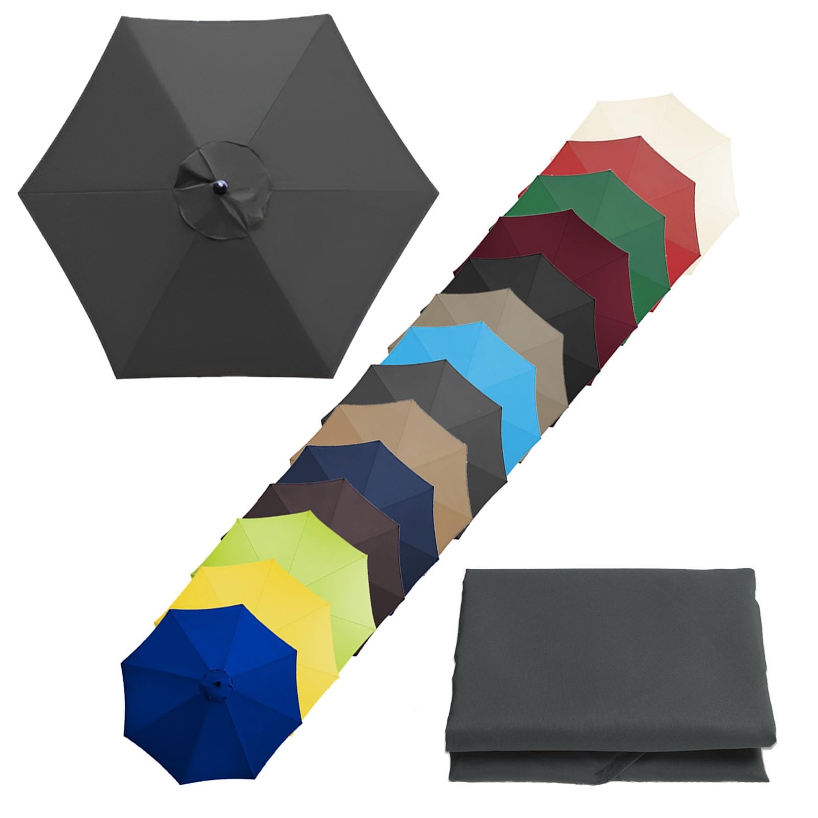 Replacement Canopy Top, Sun Umbrella Replacement Cloth 200cm/270cm/300cm+6 Arms/8 Arms Replacement Parasol Fabric Cover For Garden Umbrella(Color:Gray,Size:6 ribs-3m(9.8ft)) — image 1