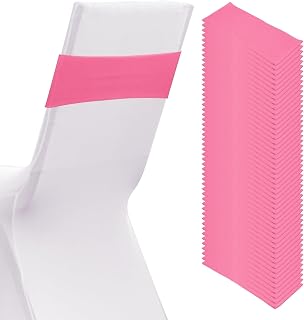 PATIKIL 50Pcs Spandex Chair Sashes Bows Stretch Chair Cover Pink