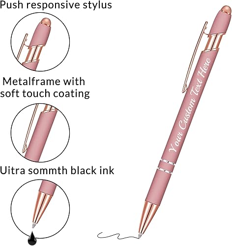 Miniatura 5 de Hasta 300 bolígrafos personalizados con nombre grabado gratis, lápiz capacitivo, logotipo, regalo de texto para hombres y mujeres, tinta negra,