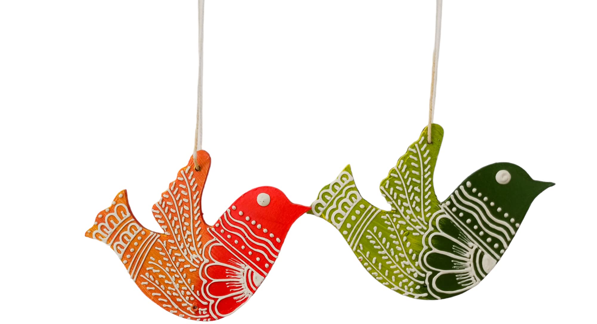 Aarya Ovation handicraft wooden Bird wall Hanging. (Orange and Green)