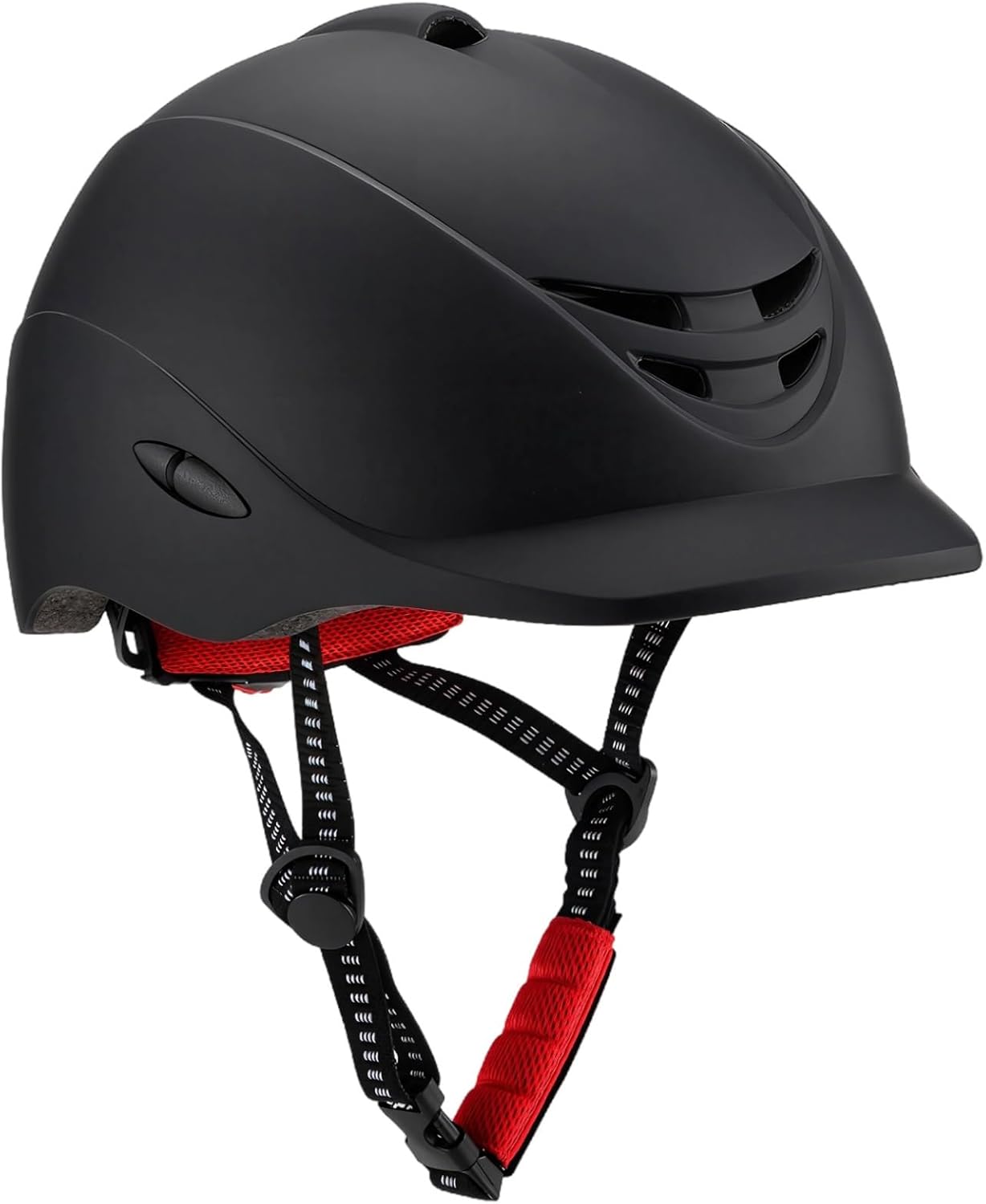 Lightweight Equestrian Helmet for Women, Adjustable Black Matte, Ventilated with Pc Shell, Compliant with Safety Standards, Horseback Riding Outdoor Sports