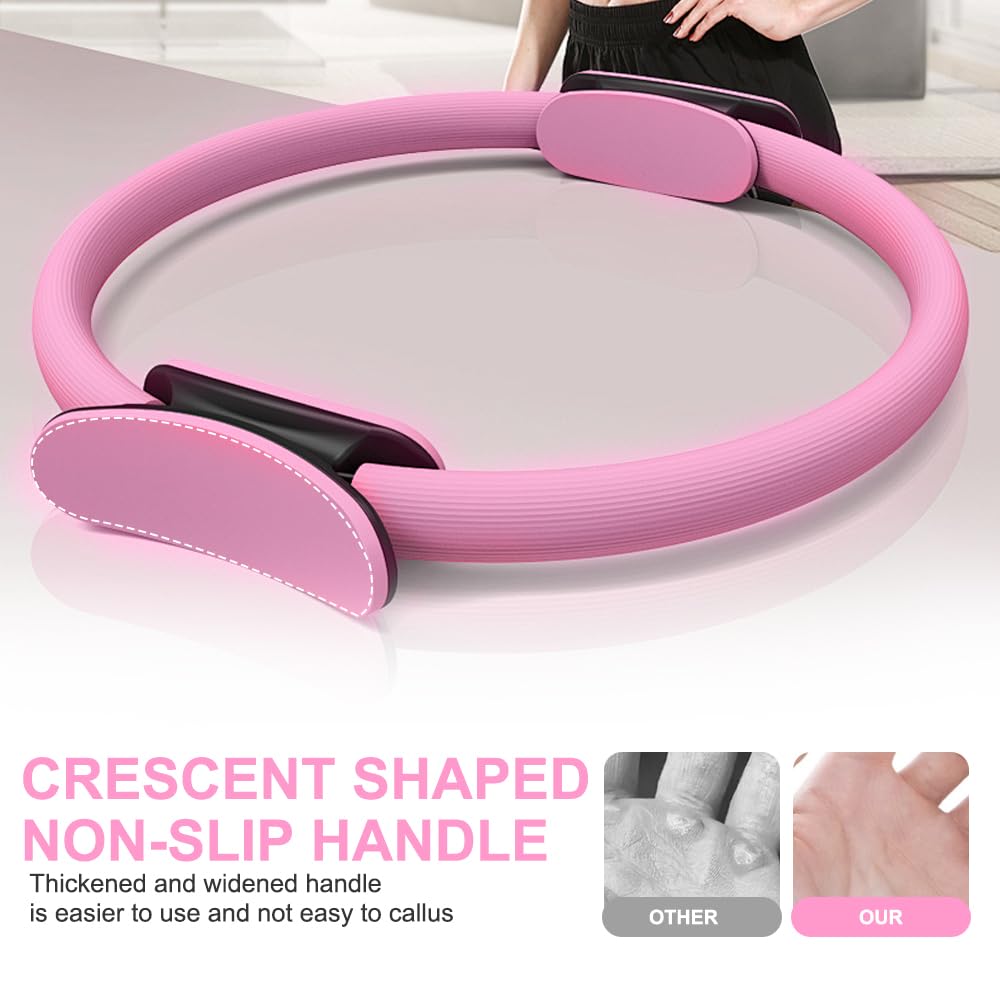 Pilates Ring Set, 5 Stück Pilates Set mit Yoga-Ring, Yoga-Ball, Widerstandsband und Hilfsgurt, Pilates Essential Kit für Heimtraining und Studio-Workout