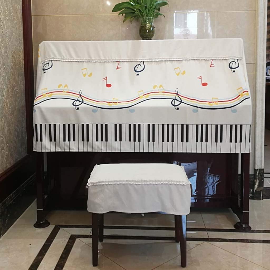 Copertura per Pianoforte, Disegno Di Note Musicali Copertura per Pianoforte Stampata Mezza Copertura Panno Antipolvere per Mobili per Pianoforte Verticale Standard con Custodie per Sgabelli/1