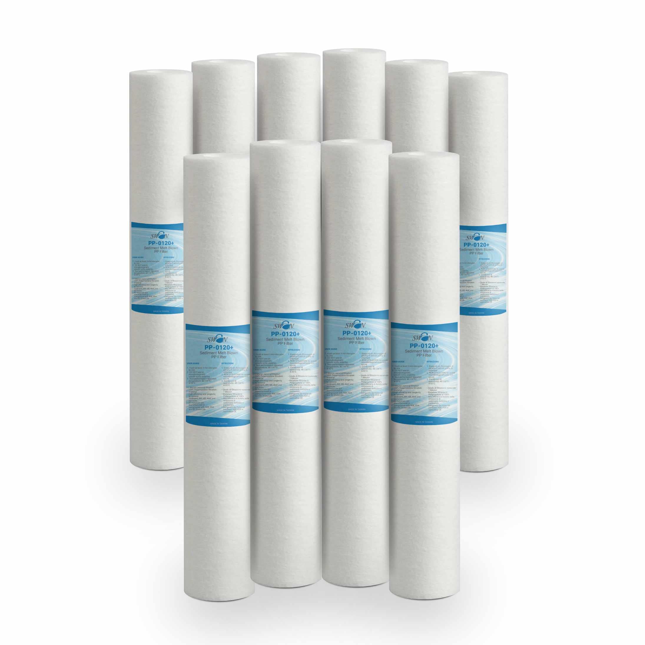 Filtro Sedimenti 20 Pollici 1 Micron. Elimina Sabbia, Fango, Particelle di ruggine e impurità sospese fino a 1 Micron in Polipropilene 10 pezzi