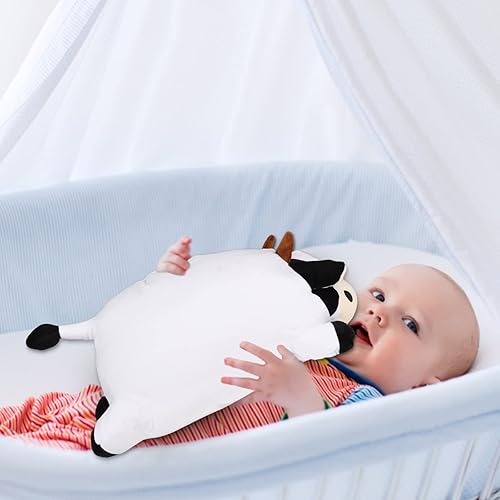 Miniatura 7 de ROPELOK Peluche de vaca gigante, almohada de felpa de vaca, peluche de vaca de 13.7 pulgadas para niños, regalos de cumpleaños de Navidad (ojos