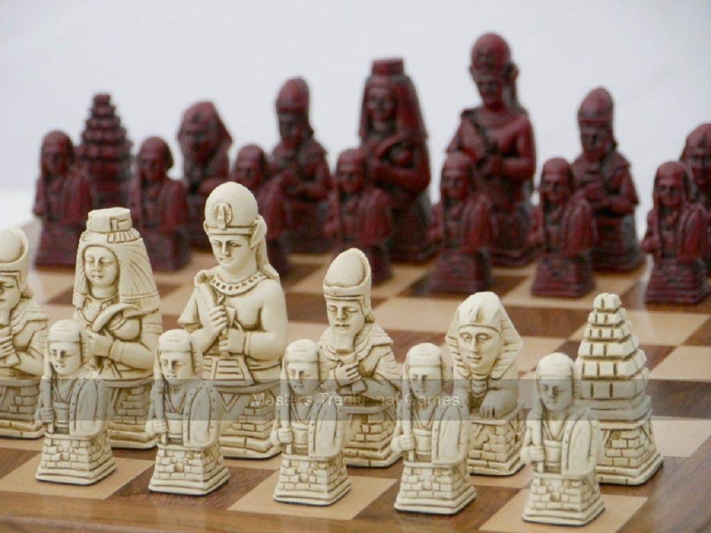 Berkeley Chess Ancient Egypt Chess Set (Cream and Red, Board Not Included, 2 Players, Ages 12 and Above)
