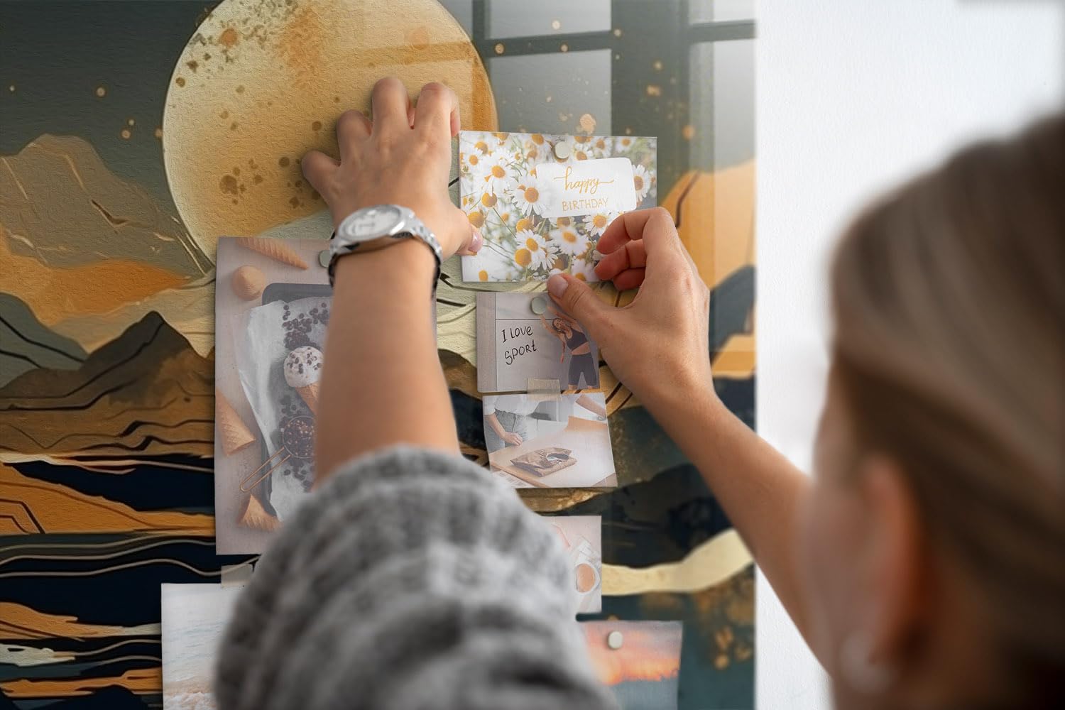 Magnettafel für Schule und Büro 100x70 Landschaftsabstraktion | Pinnwand | Glas | Memo | Organizer | Planer | Sicherheitsglas | Paneel | Infoboard | Wochenplaner | Terminkalender