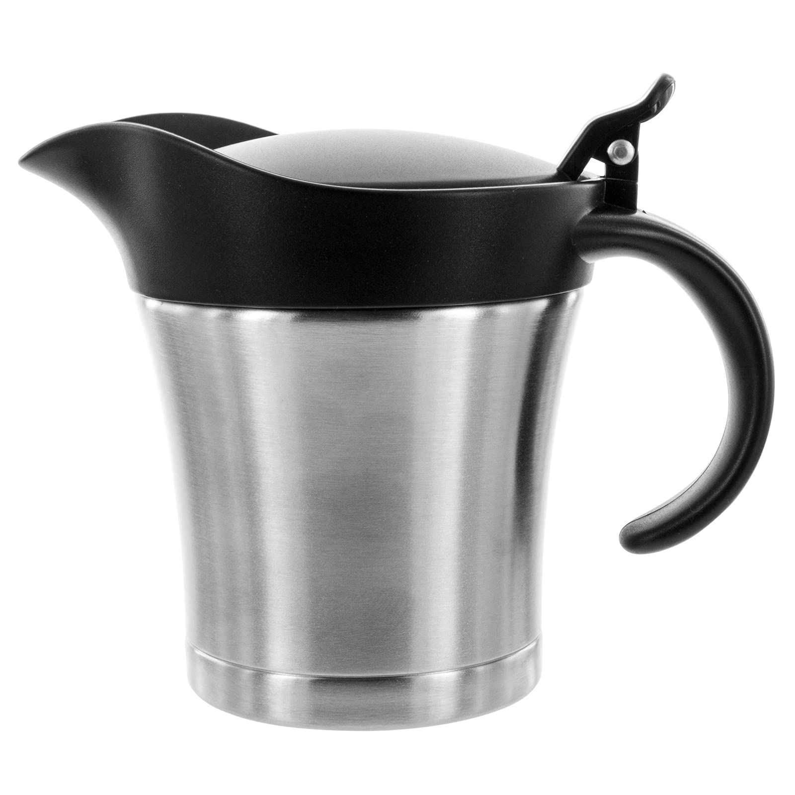 Coolinato Thermo Edelstahl Sauciere, 400 ml, doppelwandiger Edelstahl, auslaufsicherer Deckel, 11x 8,5 x 14 cm, geeignet als Saucenausgießer und isolierender Thermobehälter