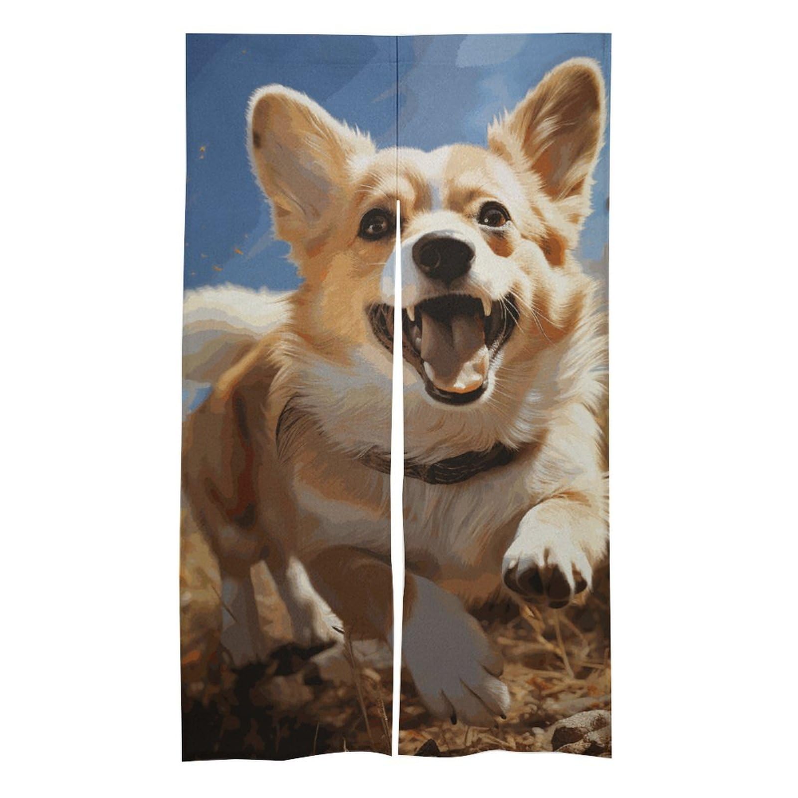 Rideau de porte corgi en chanvre 43x142 cm pour séparation de pièce