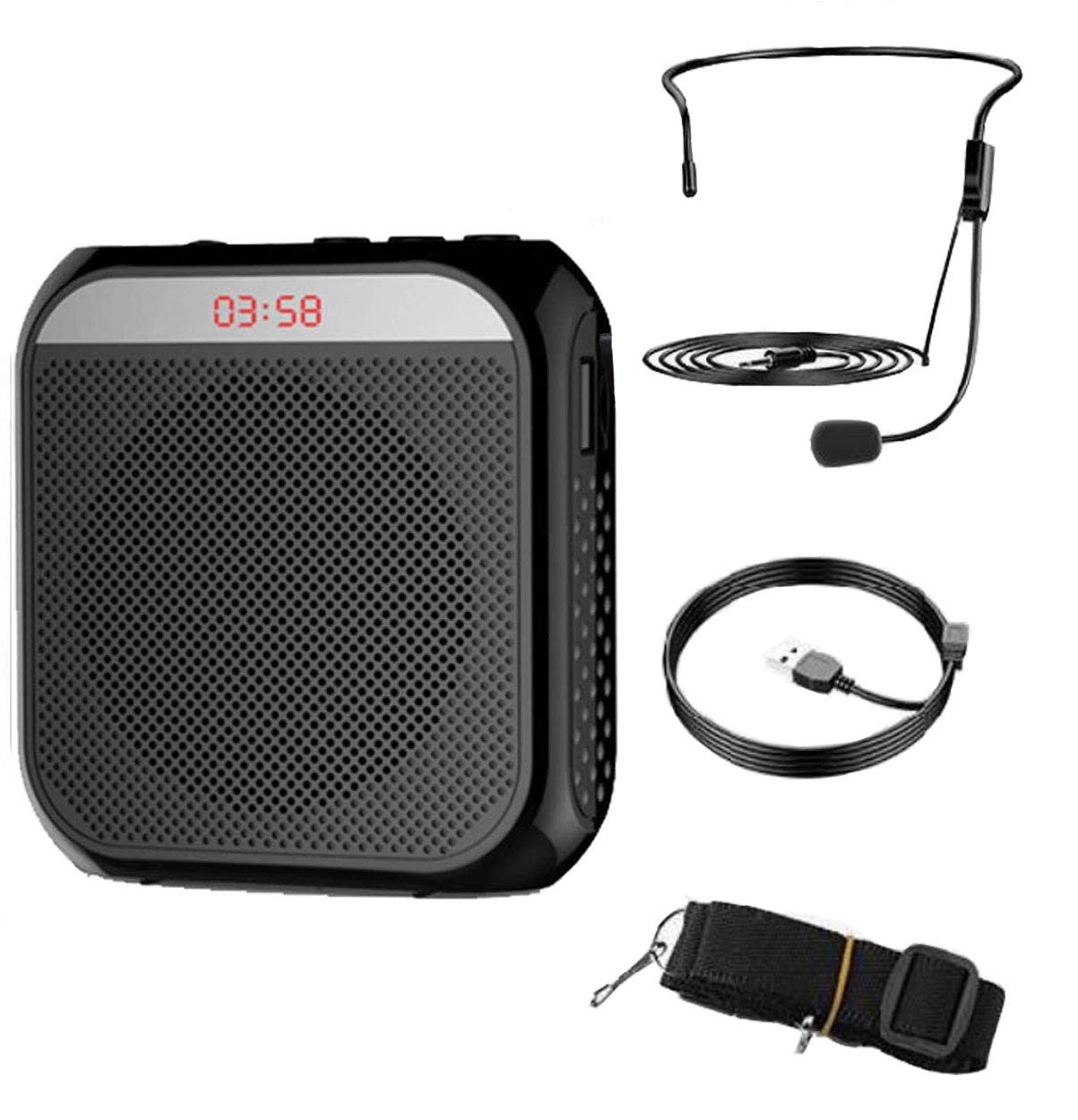 Amazon | ポータブル拡声器 ハンズフリー ヘッドセット マイク付き