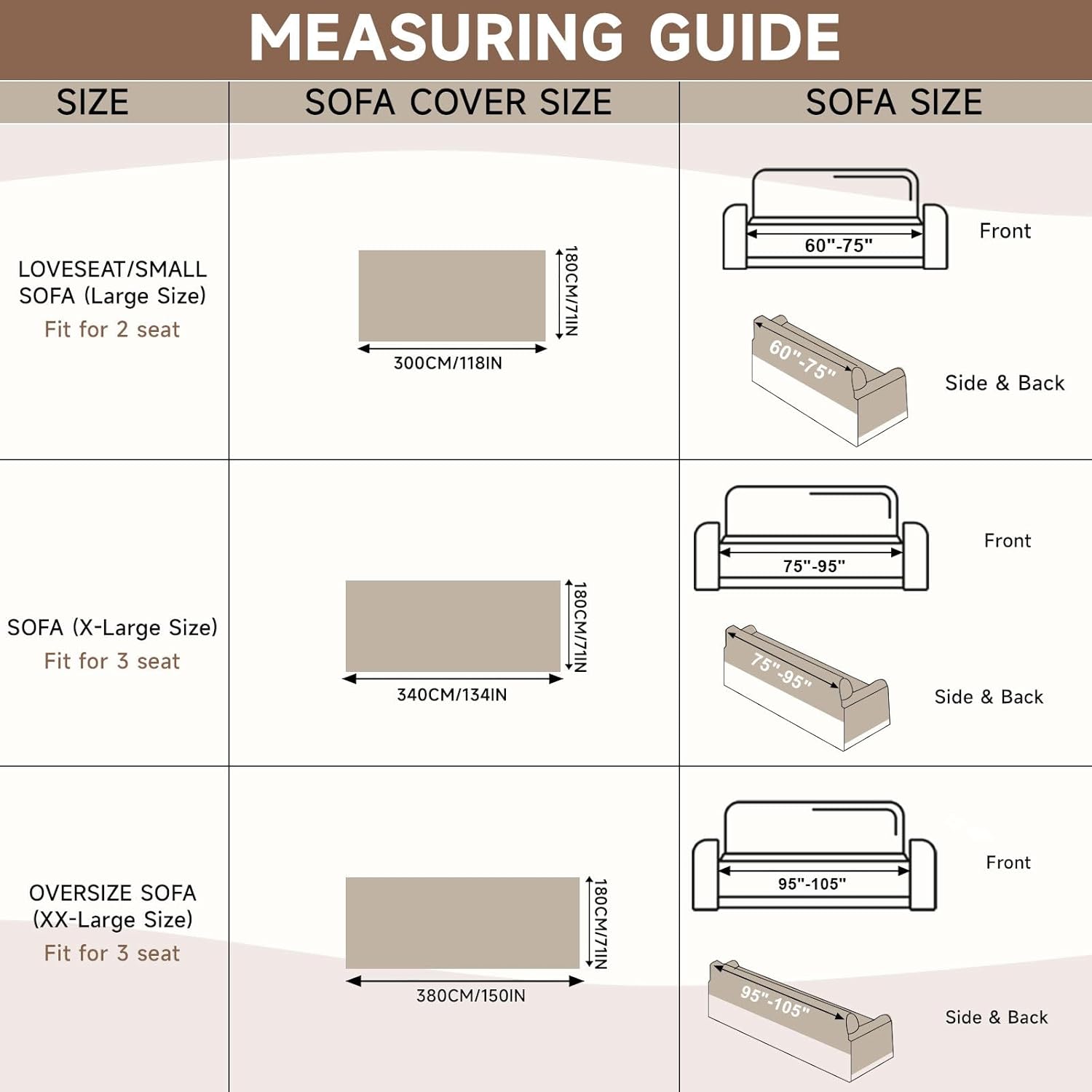 VClife Soft Thick Couch Cover Simple Beige Gray Herringbone Geometric Jacquard Sofa Couch Cover, Non Slip Chenille Futon L Shape Sofa Slipcover for 3 Cushion Sofa Couch