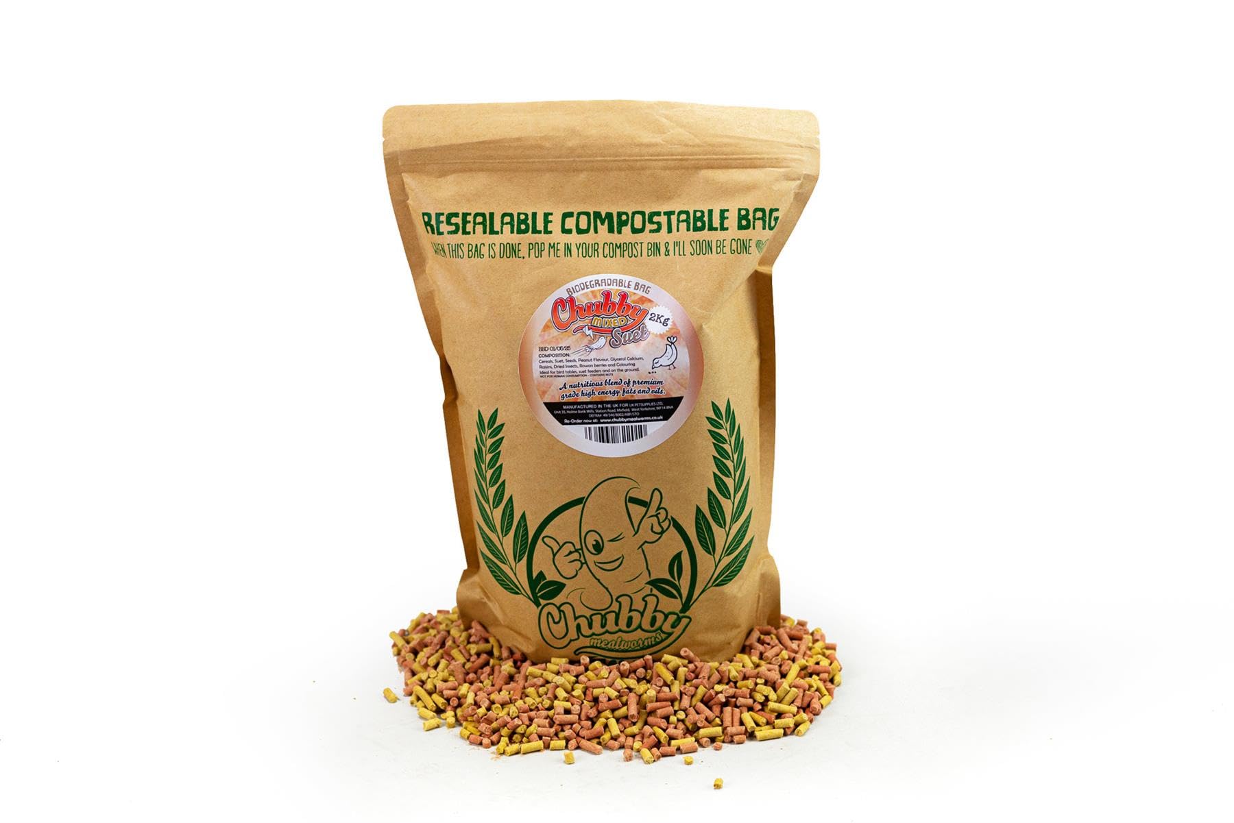 2Kg High-Energy Mixed Chubby Suet Pellets Wild Bird Food