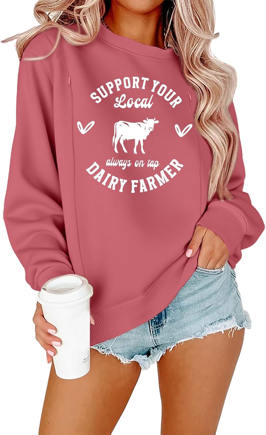 UNIQUEONE Women Nursing Sweatshirts for Breastfeeding Hidden Zipper Maternity Tops Long Sleeve Pullover Casual Clothes