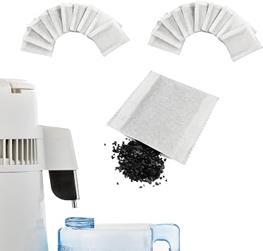 20 Pcs Activated Charcoal Water Filters, Coconut Shell Activated Carbon Distiller Filters Sachets, Water Filters Sachet Efficient Adsorption, 8 x 6.5cmEach