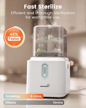 Grownsy 3-Layer Bottle Sterilizer and Dryer for Baby Bottles & Pump Parts