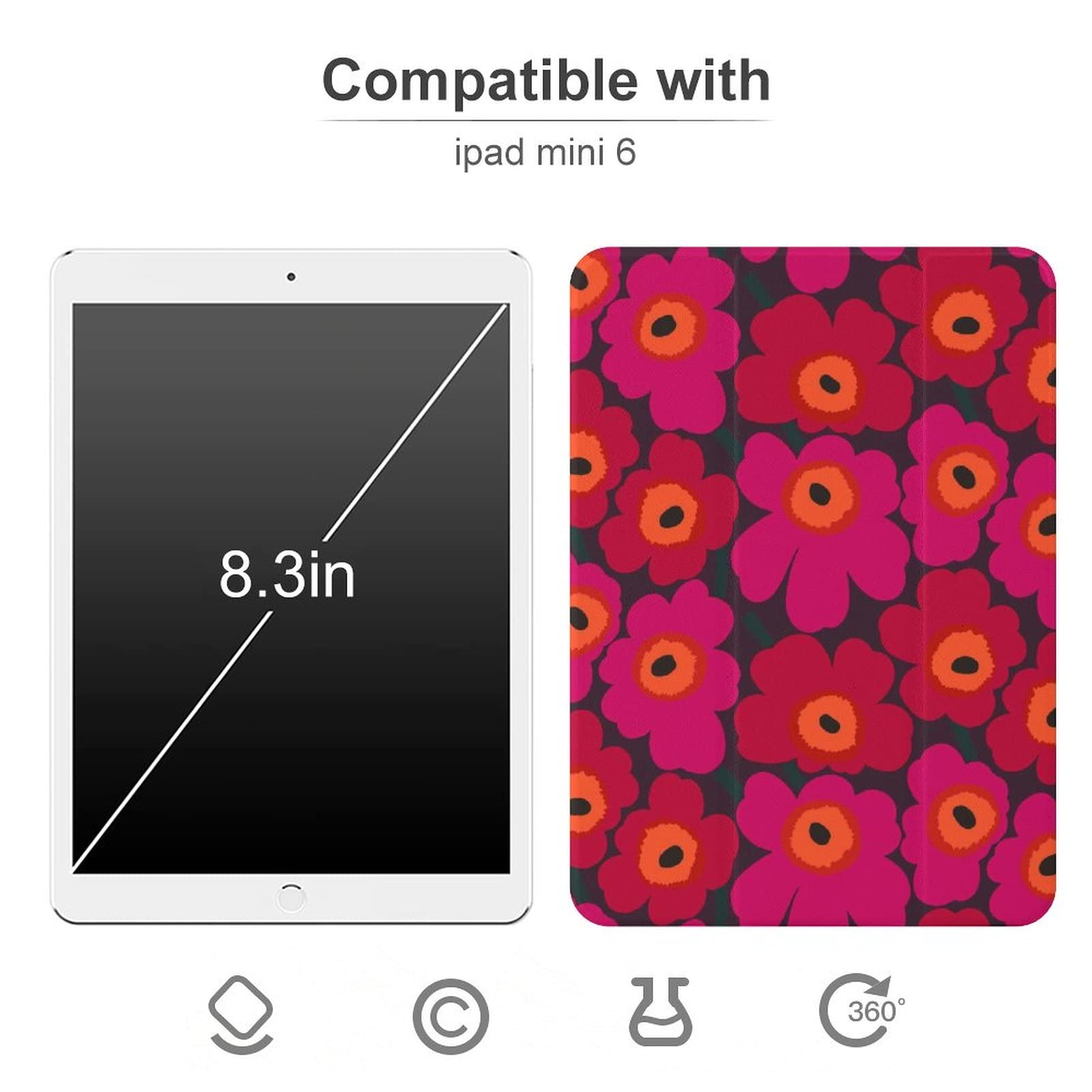 Amazon.co.jp: 【iPad Mini6 ケース】 マリメッコ 花柄 iPad Mini4/5/6