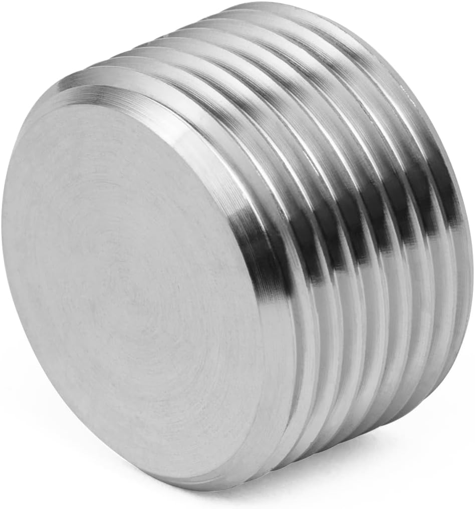 ChillWaves 304 stainless steel Pipe Fitting,Internal Hex Head Socket Pipe Plug Fitting 1-1/2" NPT Male Thread Adapter(2-PACK)