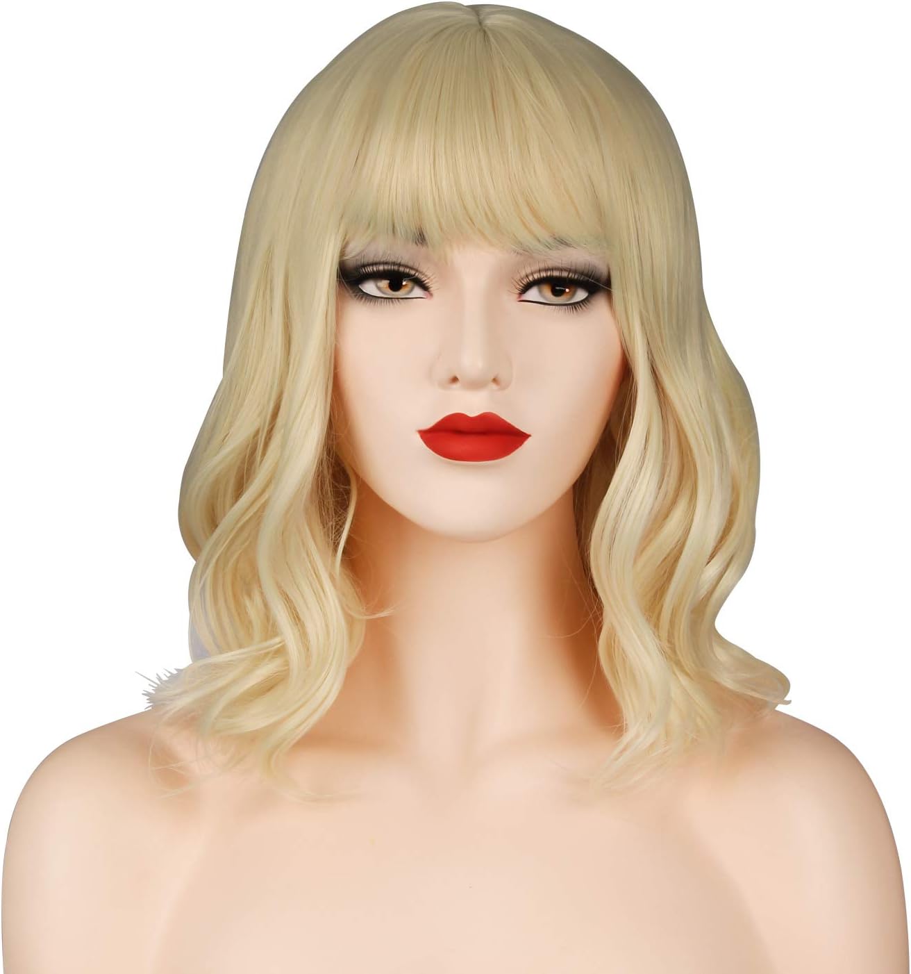 OKVGO Short Curly Bob Wig with Wig Cap for Women Cosplay Party and