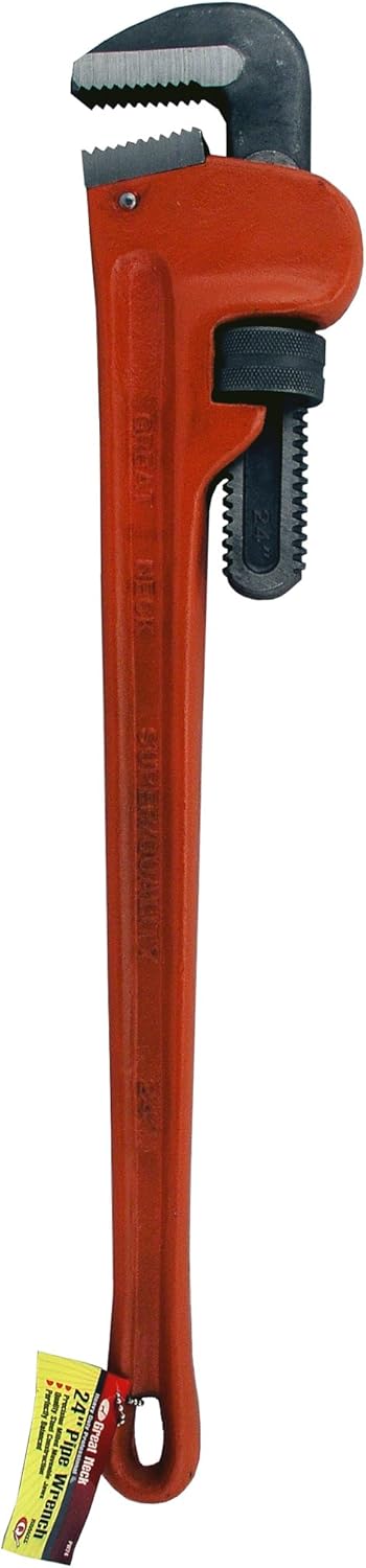 GreatNeck PW24 Pipe Wrench 24 | Heavy Duty Pipe Wrench | Large-Scale Plumbing Tool | Precision Jaw, Snugly Fits Just about Any Pipe | The Only Pipe Wrench You Need to Get your Plumbing Project Done