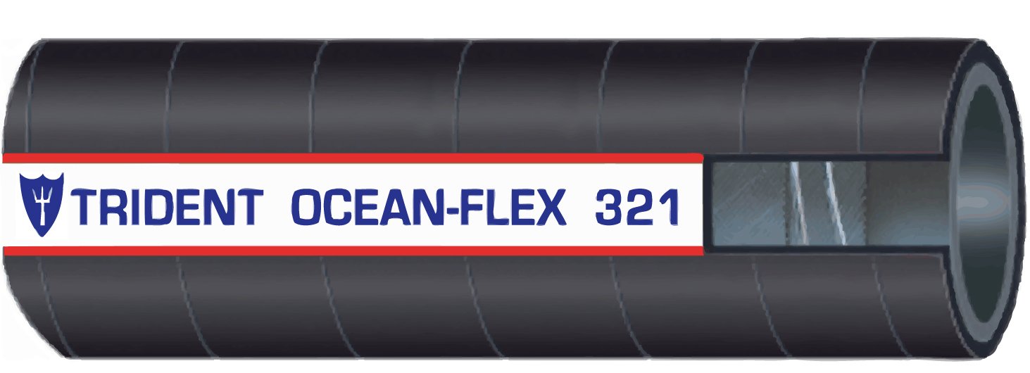 Trident Marine 321-0584 EPDM Rubber Ocean-Flex Multi-Purpose Hose with Wire, 75 psi Maximum Pressure, 12.5' Length x 5/8" ID