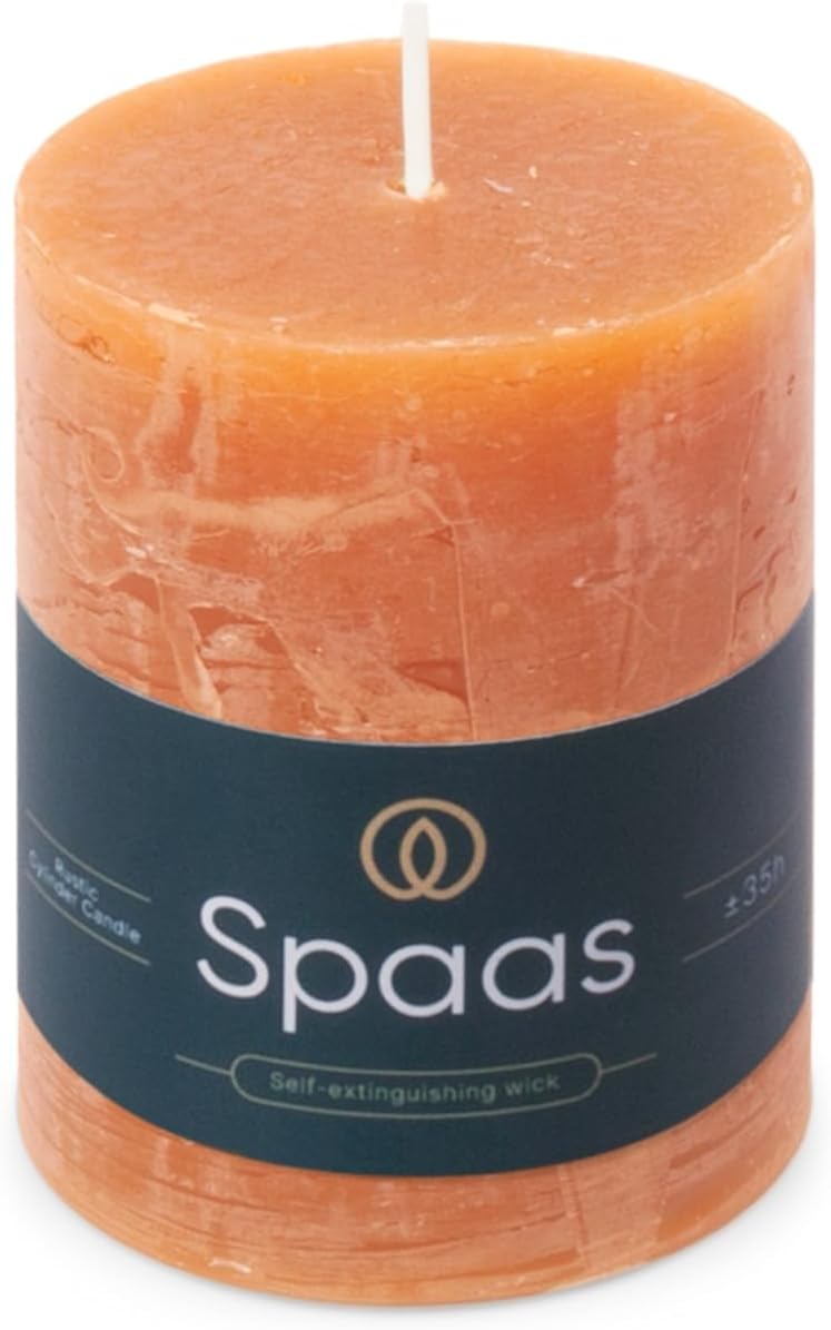 Spaas Rustic Pillar Candle 70/95 mm 35h, Orange