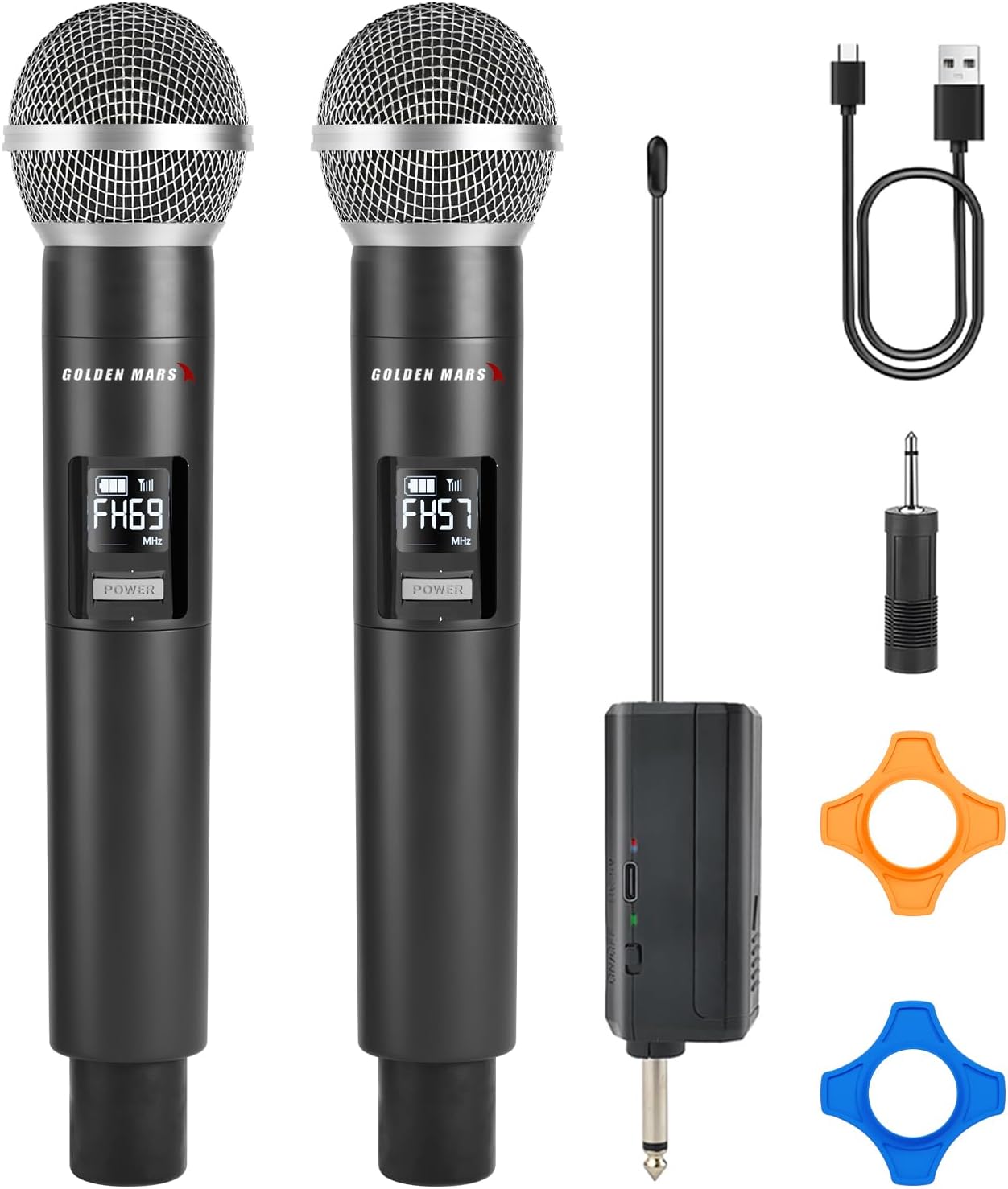 Wireless Microphones - AI Auto Match Channel Mics, Upgraded 2.4GHz 500FT Extra-Long Range Stable Receiving Rechargeable Microfono Inalambrico for Karaoke Singing DJ Church Classroom