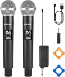 Microphones sans fil portables pour Karaoke Chanter avec 500 FT Réception de 2,4GHz, Rechargeable Dual Microfonos Inalambricos Set Stable Réception pour DJ Fête de l'Église Mariage Conférence Salle de classe