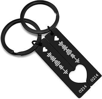 EDSG Personalized Spotify Keychain, 2Pcs Couple Keychain Birthday Anniversary Valentines Day Gifts for Him Her Husband Wife