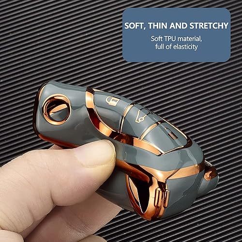 Miniatura 4 de ontto para Toyota Flip Key Case TPU Key Cover con llavero, Gris